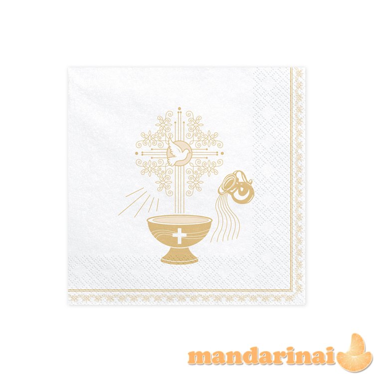 Napkins Holy Baptism, 33x33cm, gold (1 pkt / 20 pc.)