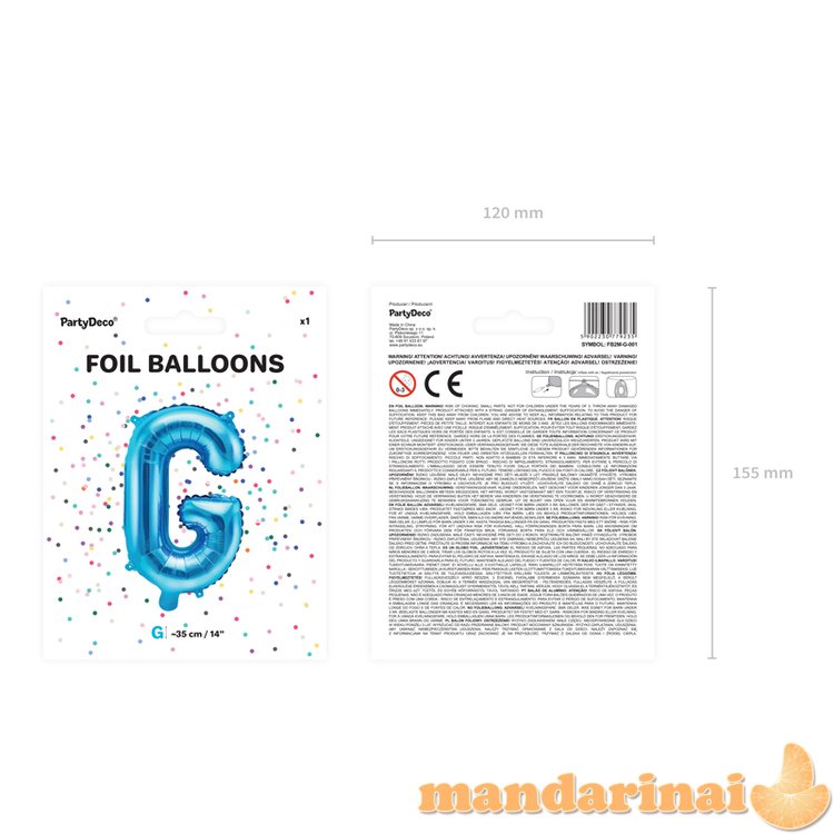 Foil Balloon Letter G , 35cm, blue