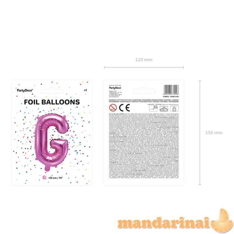 Foil Balloon Letter G , 35cm, dark pink