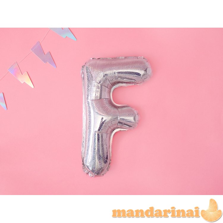 Foil Balloon Letter F , 35cm, holographic