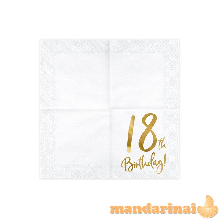 Napkins 18th Birthday, white, 33x33cm (1 pkt / 20 pc.)