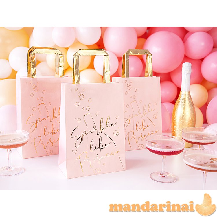 Gifts bags Prosecco, pink, 18x26x10cm (1 pkt / 6 pc.)