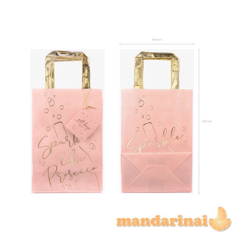 Gifts bags Prosecco, pink, 18x26x10cm (1 pkt / 6 pc.)