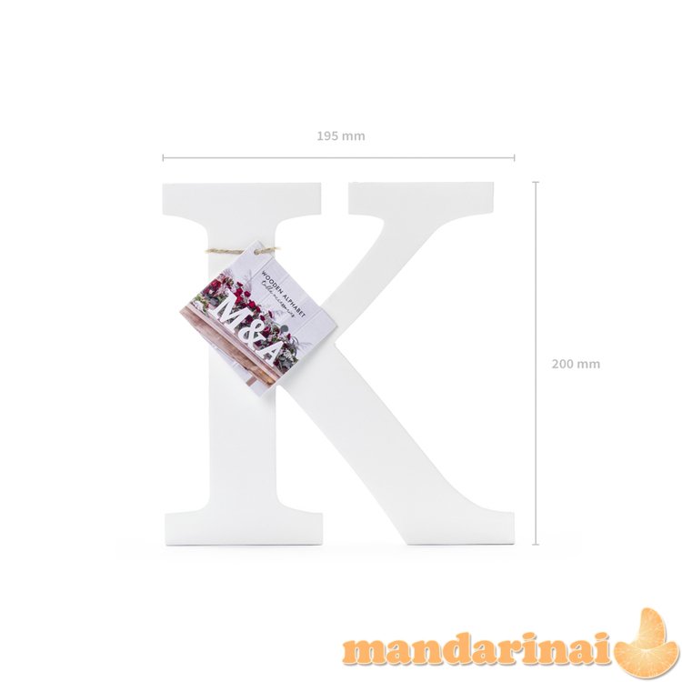 Wooden letter K, white, 19.5x20cm