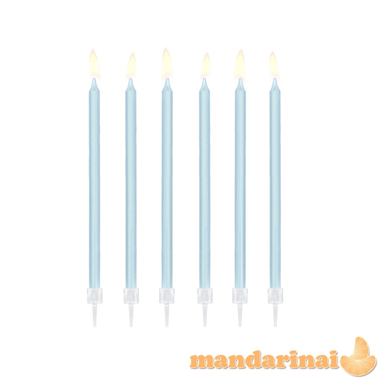 Plain birthday candles, light blue, 14cm (1 pkt / 12 pc.)