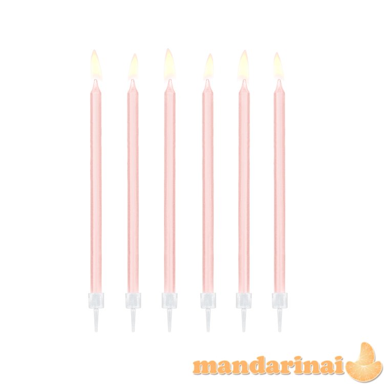 Plain birthday candles, light pink, 14cm (1 pkt / 12 pc.)