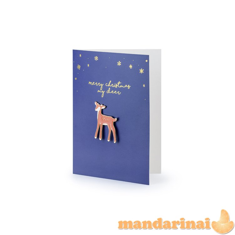 Card with enamel pin Deer, 10.5x14.8cm