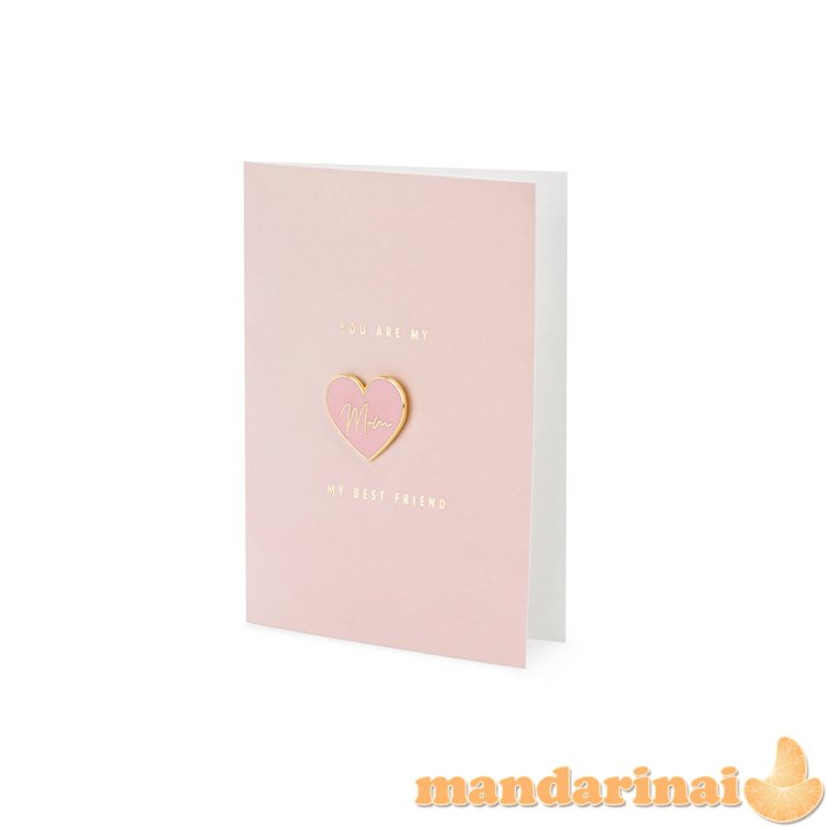 Card with enamel pin Mom, 10.5x14.8cm