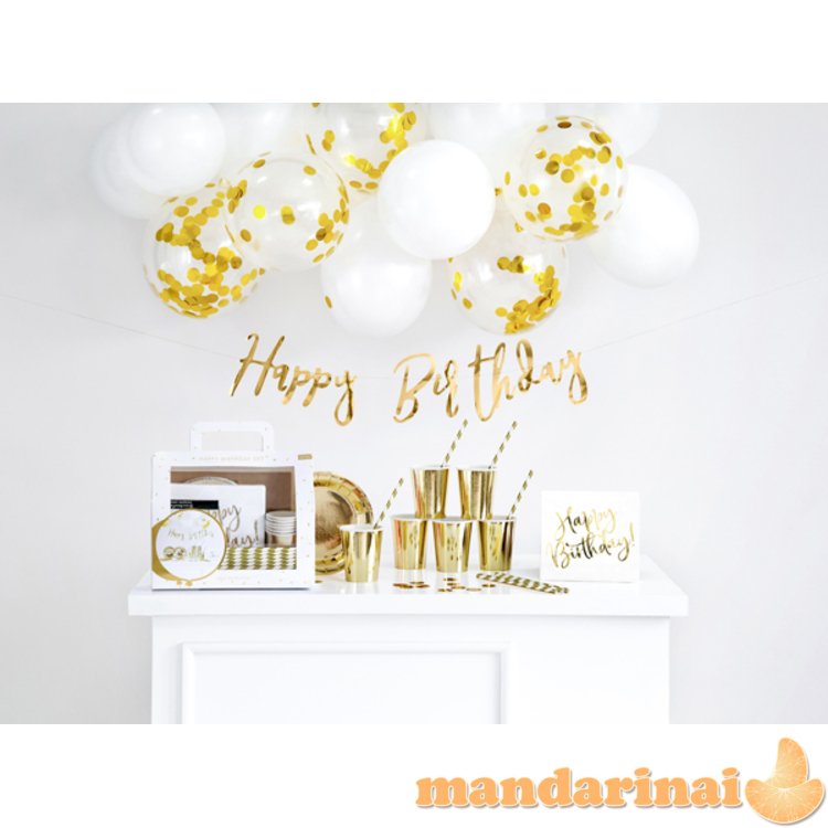 Party decorations set - Birthday, gold (1 pkt / 60 pc.)