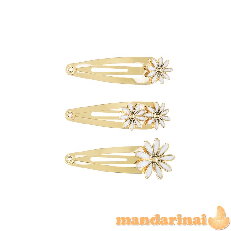 Hair clips Daisy, 5x1.5-2 cm, gold (1 pkt / 3 pc.)