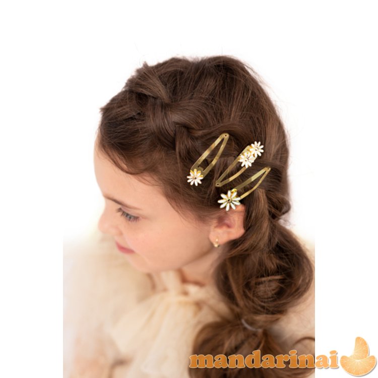 Hair clips Daisy, 5x1.5-2 cm, gold (1 pkt / 3 pc.)