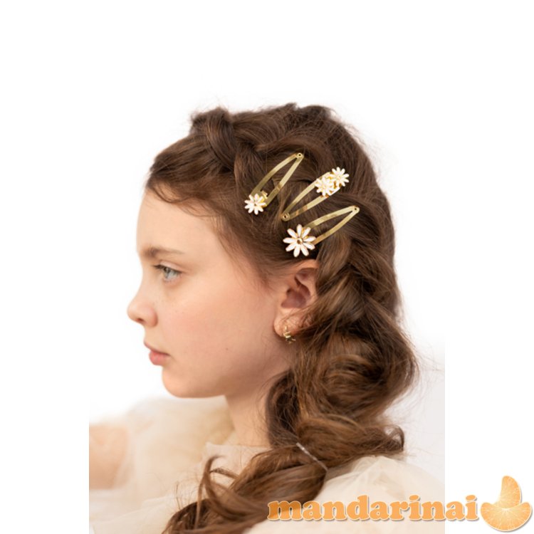 Hair clips Daisy, 5x1.5-2 cm, gold (1 pkt / 3 pc.)