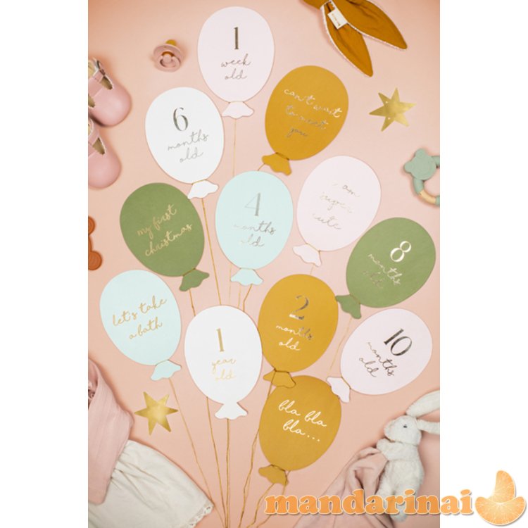 Milestone Cards Balloons, mix, 11.5x17cm