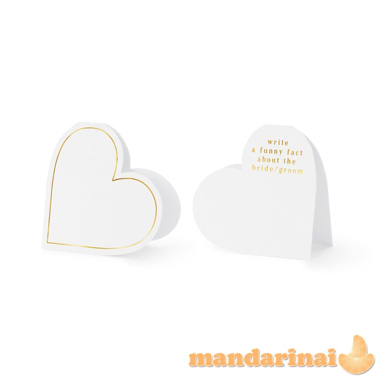 Place cards Hearts, 15.7x22 cm, white (1 pkt / 10 pc.)