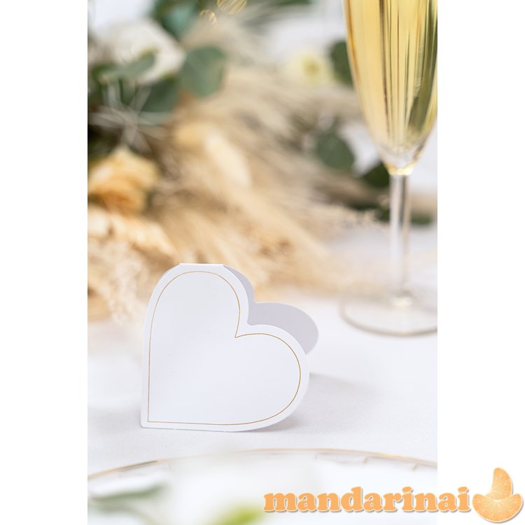 Place cards Hearts, 15.7x22 cm, white (1 pkt / 10 pc.)