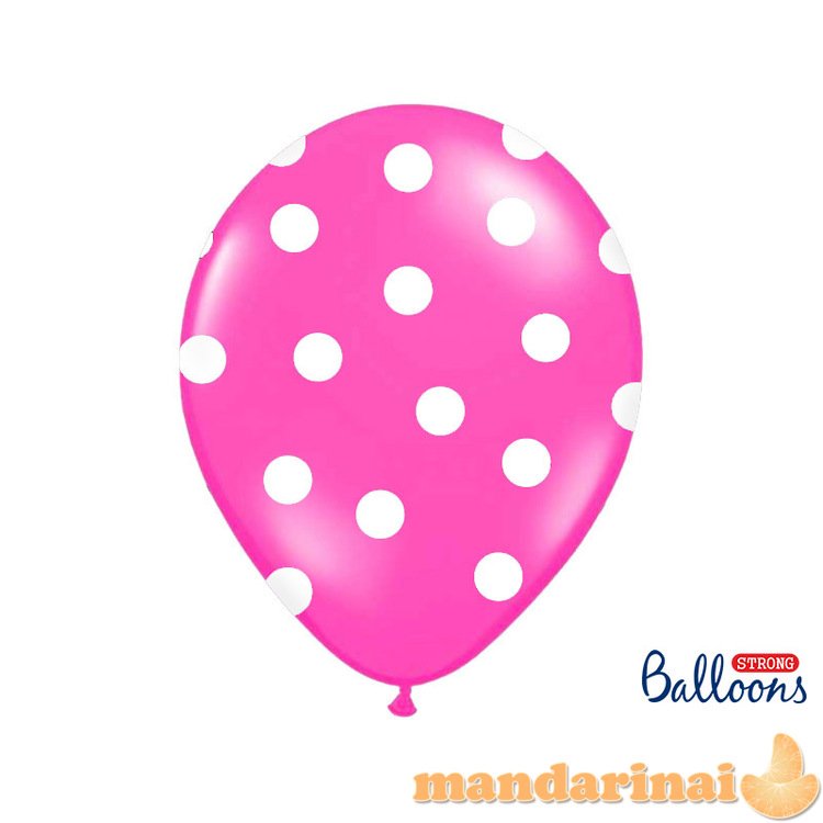 Balloons 30cm, Dots, Pastel Hot Pink (1 pkt / 50 pc.)