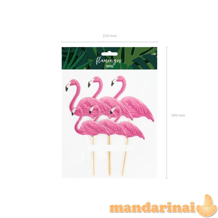 Toppers Aloha - Flamingos, 15-23.5cm (1 pkt / 6 pc.)