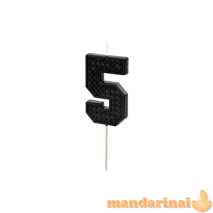 Birthday candle Number 5, 6 cm, black