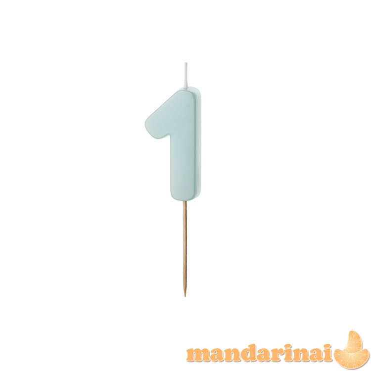 Birthday candle Numeral 1, light blue, size 5.5 cm