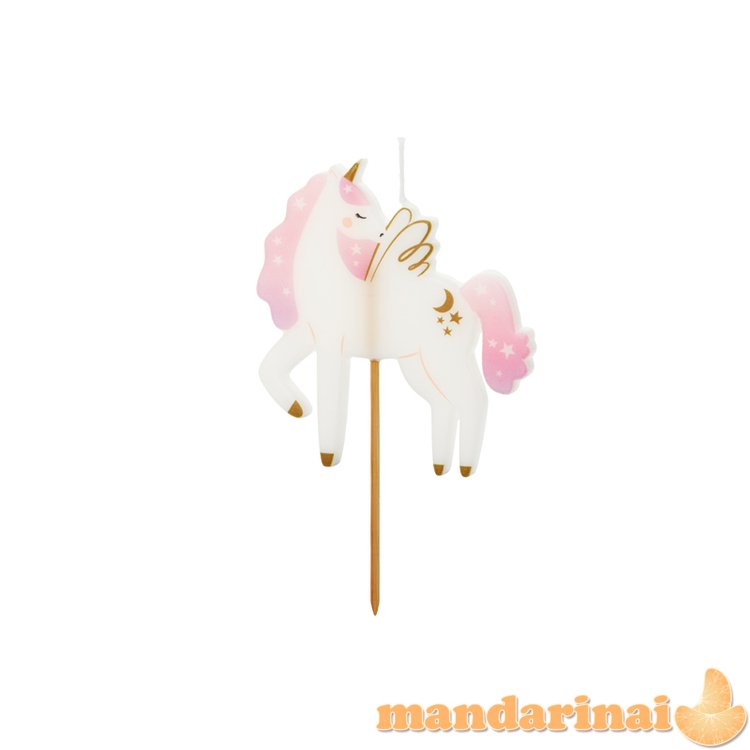 Birthday candle Unicorn, 9 cm, mix