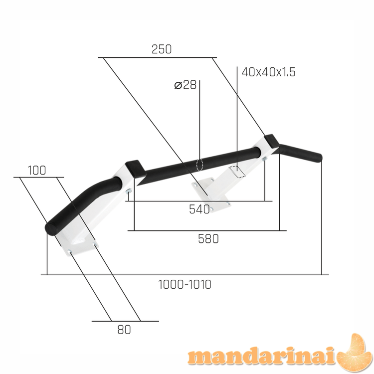 Prie sienos montuojamas skersinis SANRO LM-1 juodas, iki 150kg