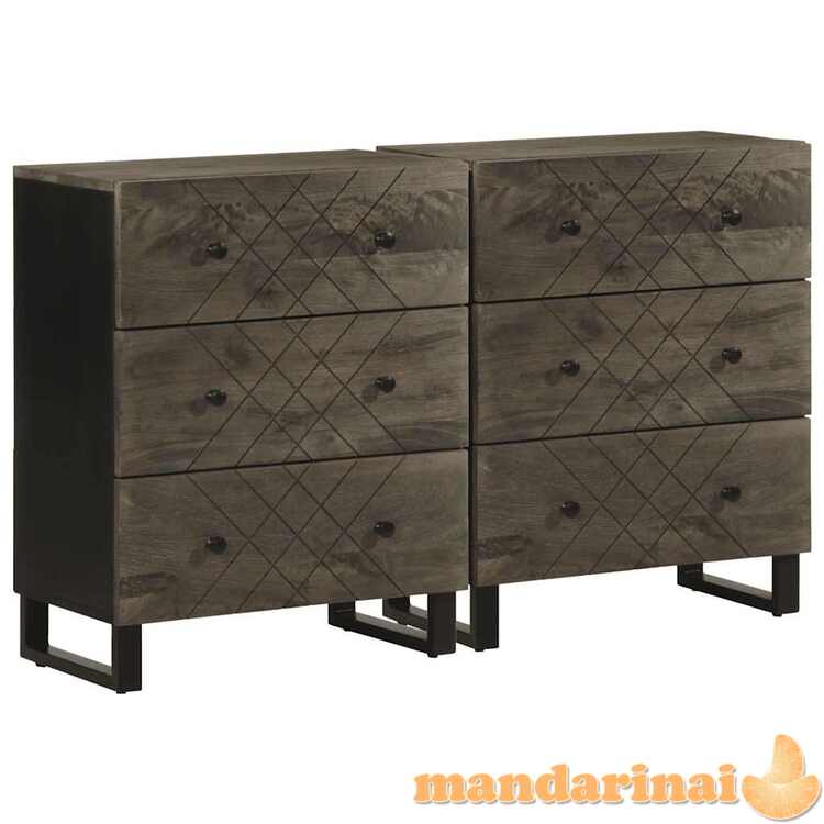 Indaujos 2 vnt juodos 60x33x75 cm medžio masyvo mango