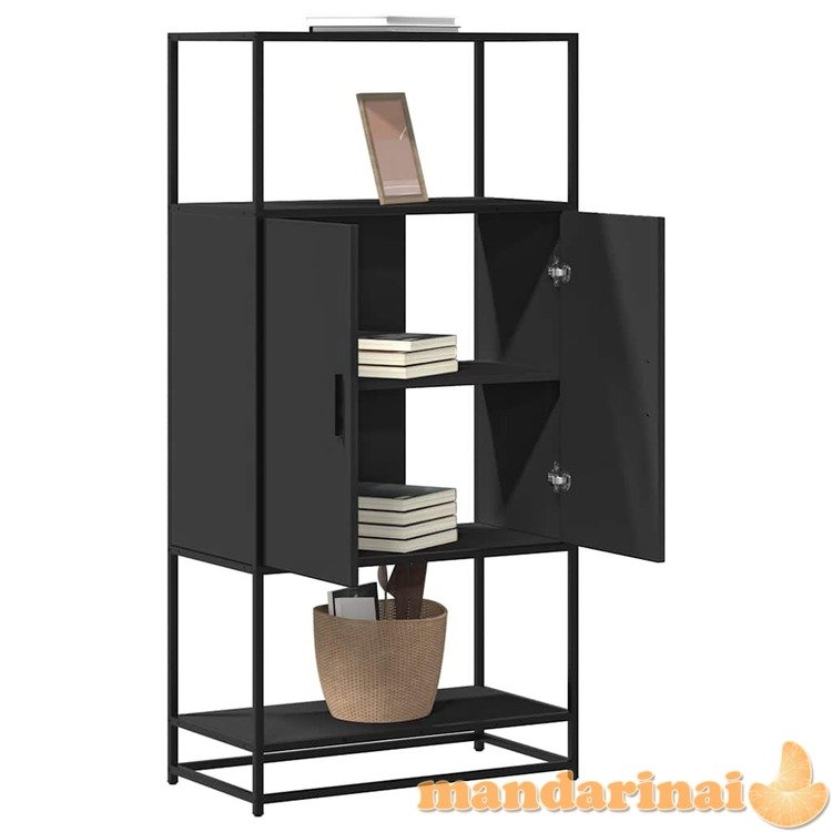 Highboard black 68x35x139 cm mediena ir metalas