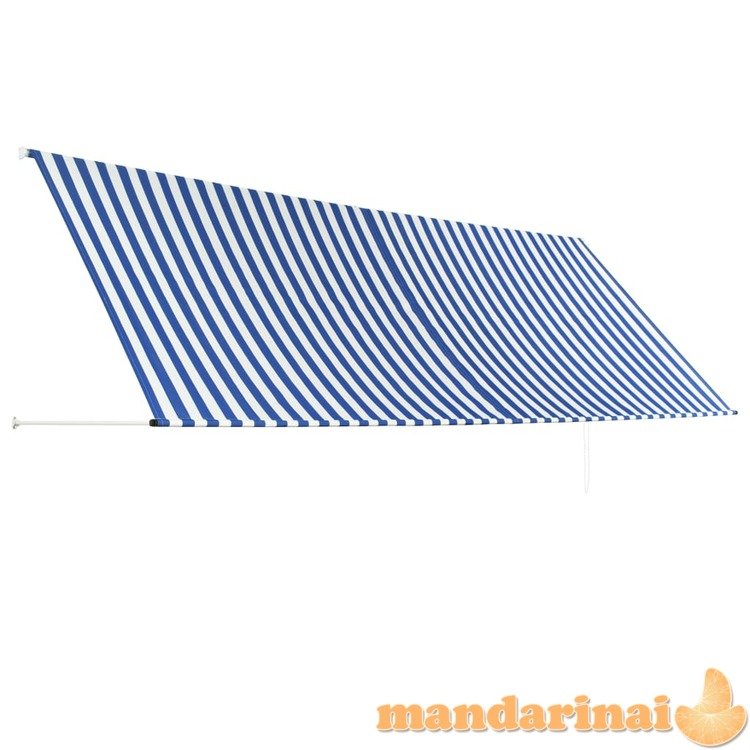 Ištraukiama markizė, mėlynos ir baltos spalvos, 400x150cm