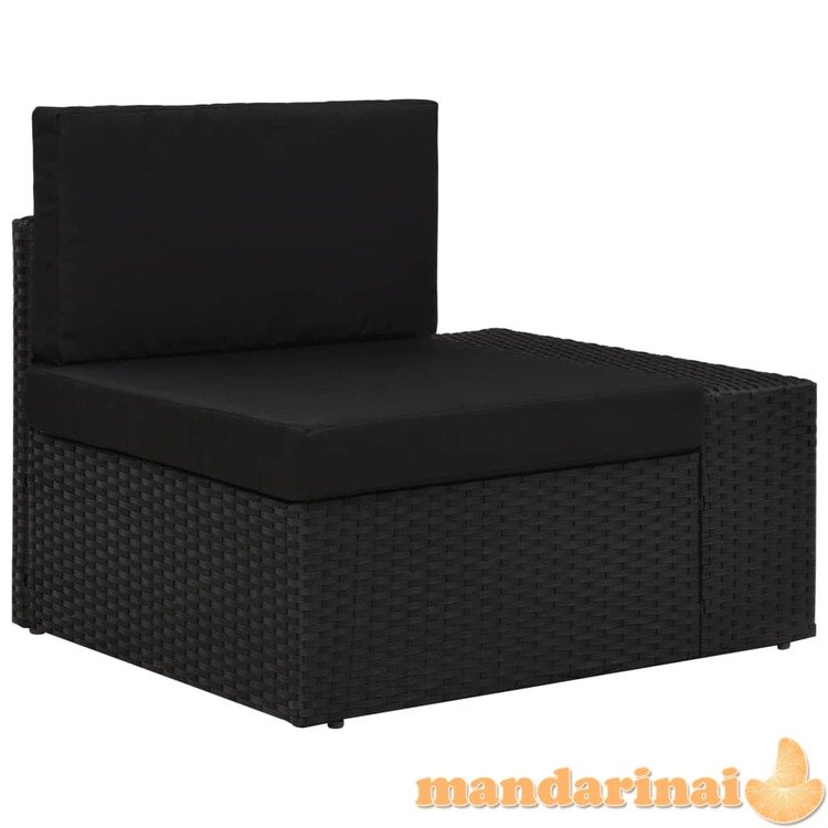 Modulinė kampinė sofa su porankiu kairėje, juoda, poliratanas