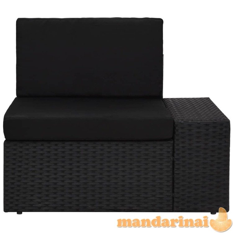 Modulinė kampinė sofa su porankiu kairėje, juoda, poliratanas