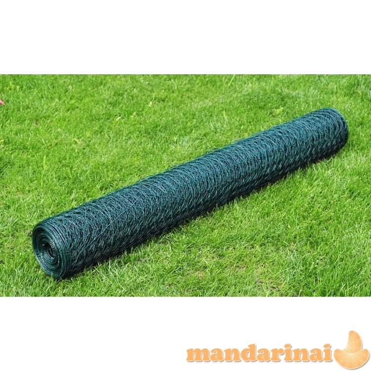 Vielinis tinklas, žalias, 25x0,75m, cinkuotas ir dengtas pvc