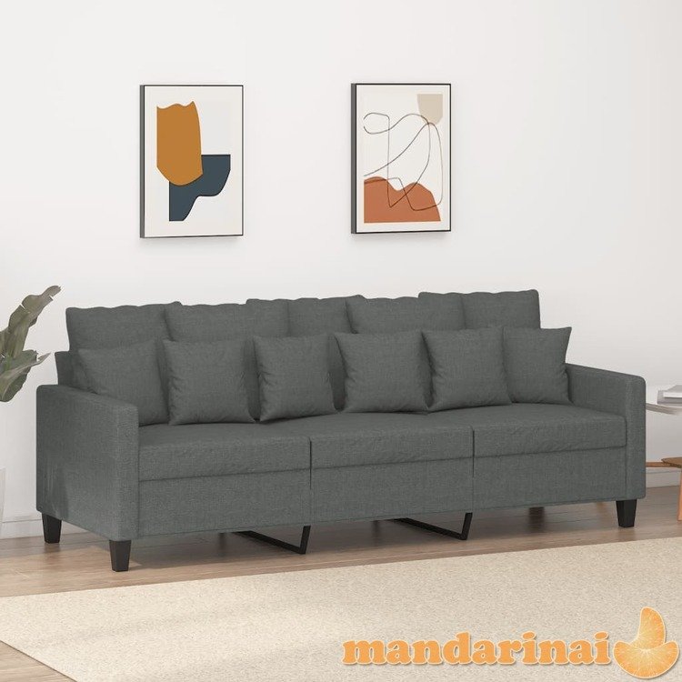 Trivietė sofa, tamsiai pilkos spalvos, 180cm, audinys