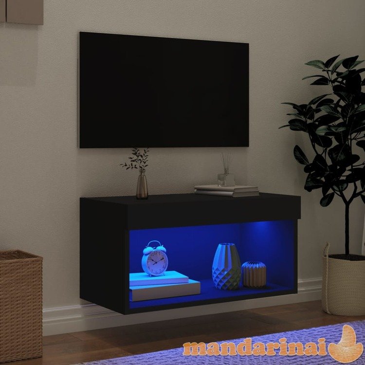 Tv spintelė su led lemputėmis, juodos spalvos, 60x30x30cm