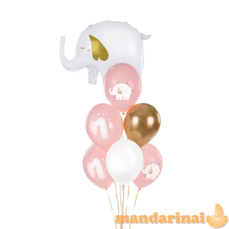 Balloons 30 cm, One year, Baby pink (1 pkt / 6 pc.)