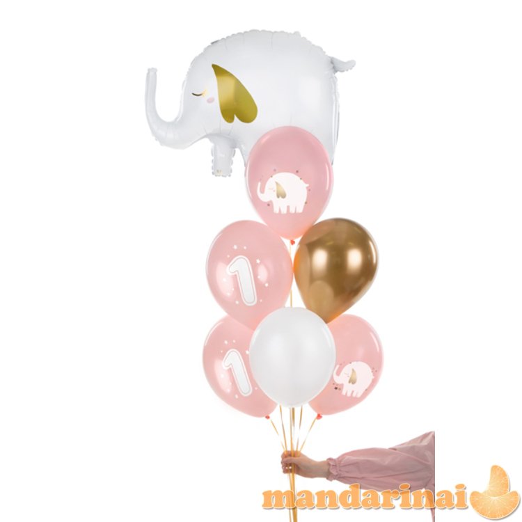 Balloons 30 cm, One year, Baby pink (1 pkt / 6 pc.)