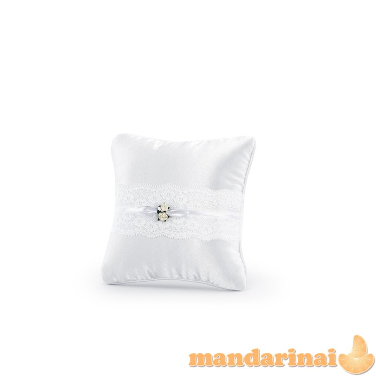 Ring bearer pillow, white, 16 x 16cm