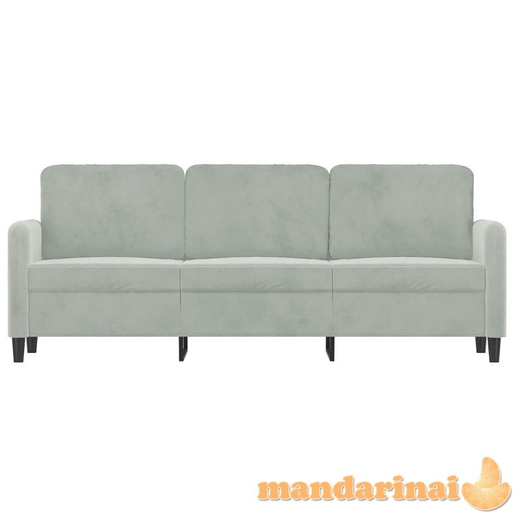 Trivietė sofa, šviesiai pilkos spalvos, 180cm, aksomas