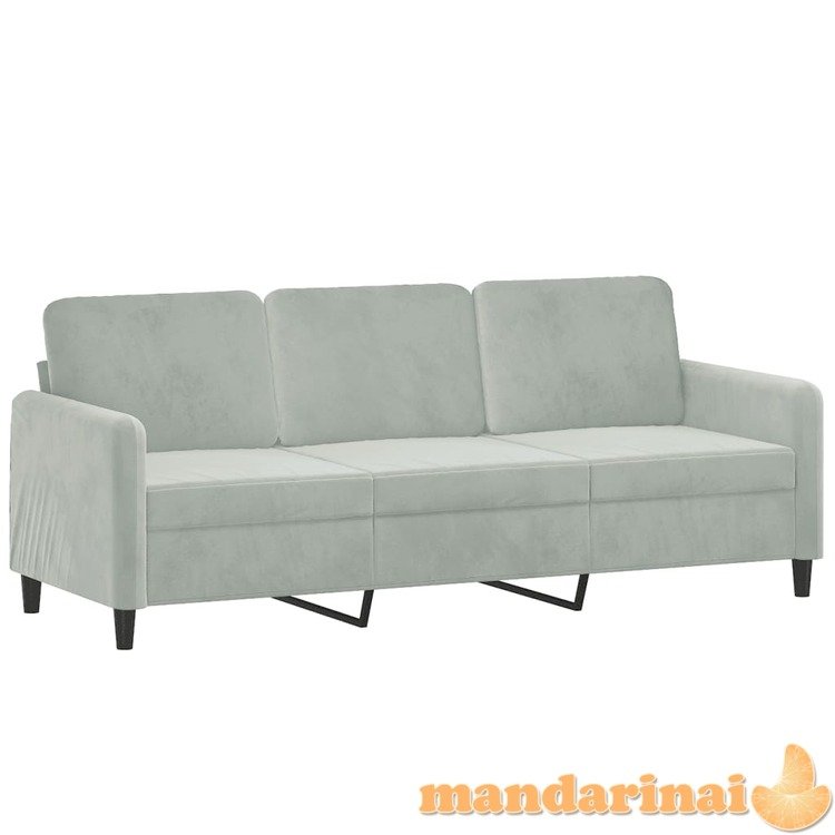 Trivietė sofa, šviesiai pilkos spalvos, 180cm, aksomas