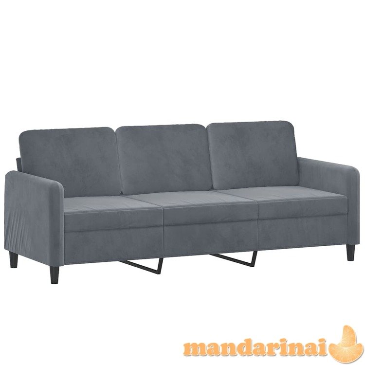 Trivietė sofa, tamsiai pilkos spalvos, 180cm, aksomas