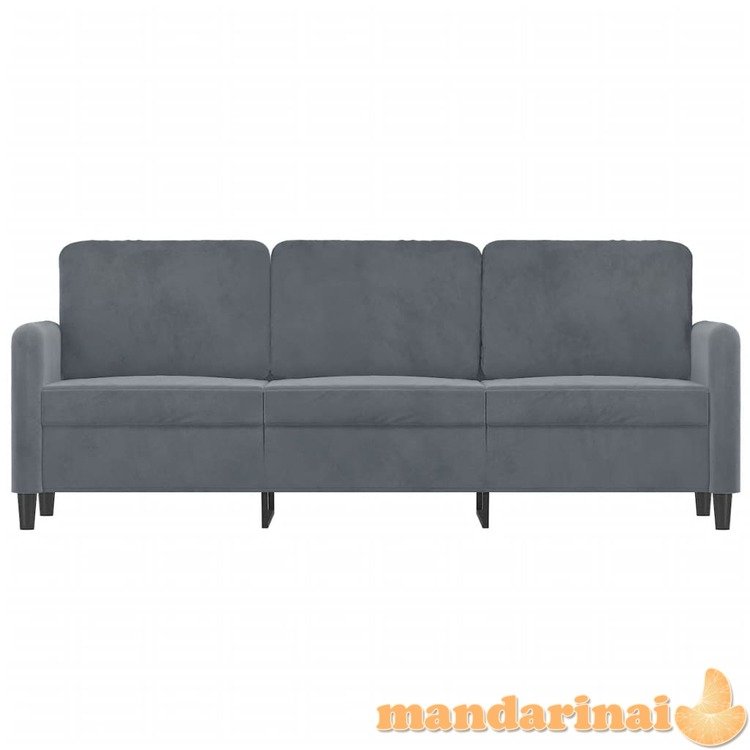 Trivietė sofa, tamsiai pilkos spalvos, 180cm, aksomas