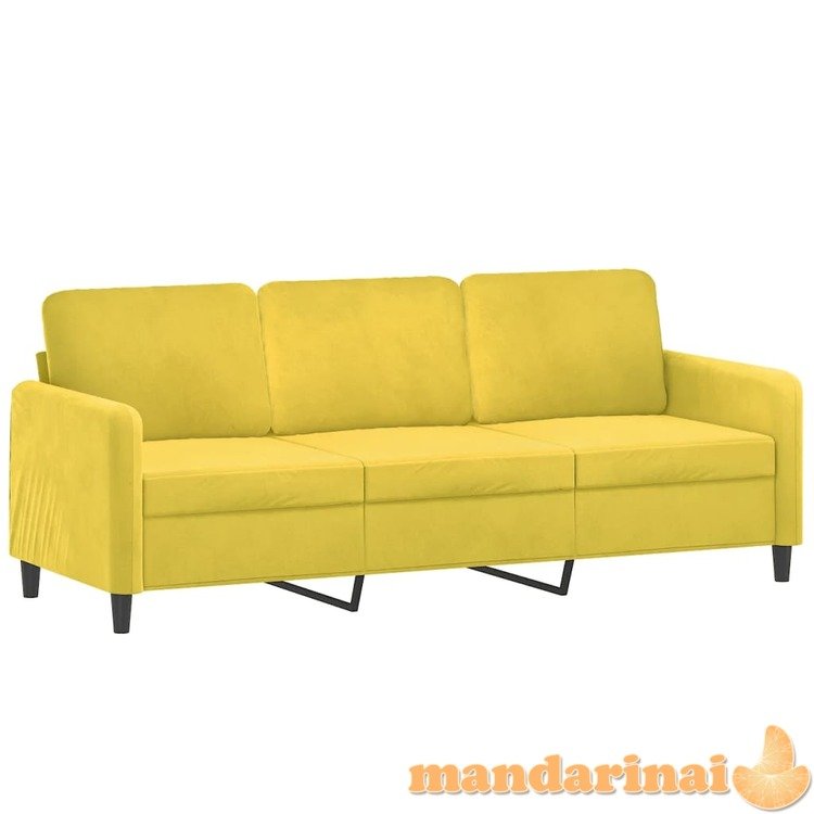 Trivietė sofa, geltonos spalvos, 180cm, aksomas