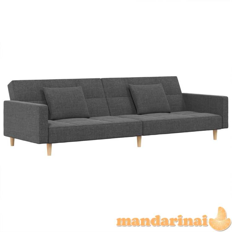 Dvivietė sofa-lova su dvejomis pagalvėmis, pilka, audinys