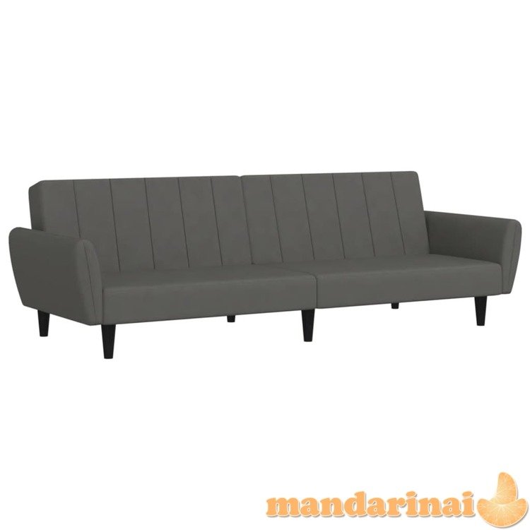 Dvivietė sofa-lova, tamsiai pilkos spalvos, aksomas