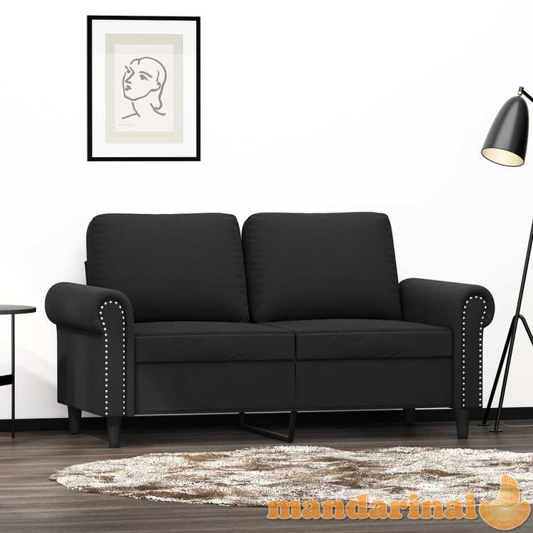 Dvivietė sofa, juodos spalvos, 120cm, aksomas