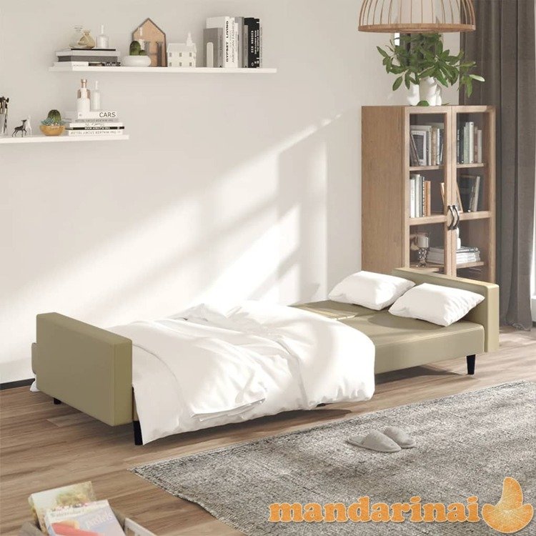 Dvivietė sofa-lova, kapučino spalvos, dirbtinė oda