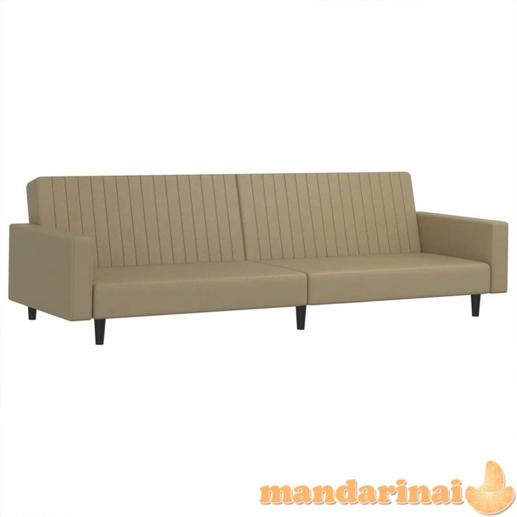 Dvivietė sofa-lova, kapučino spalvos, dirbtinė oda