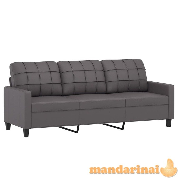 Trivietė sofa, pilkos spalvos, 180cm, dirbtinė oda