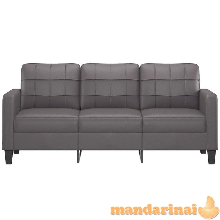 Trivietė sofa, pilkos spalvos, 180cm, dirbtinė oda