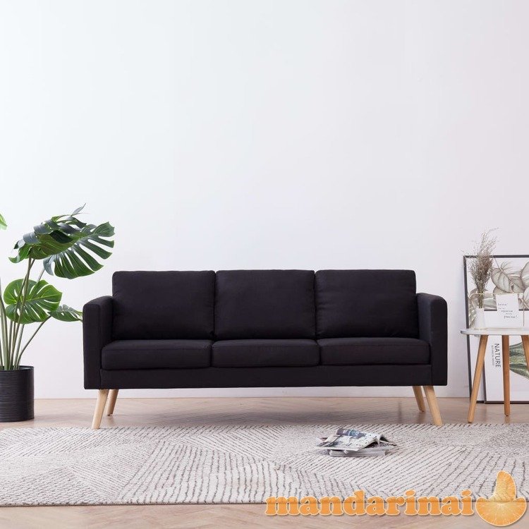 Trivietė sofa, juoda, audinys