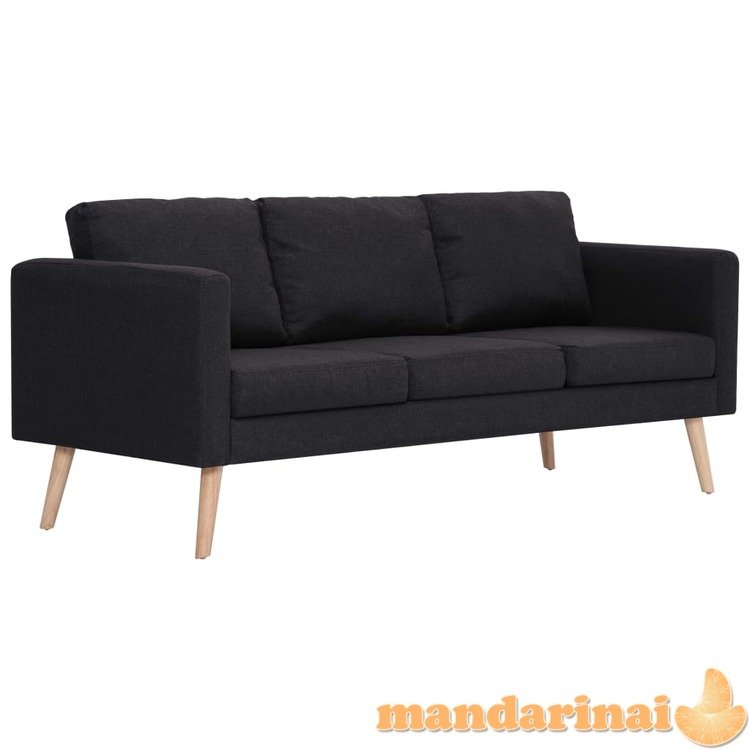 Trivietė sofa, juoda, audinys